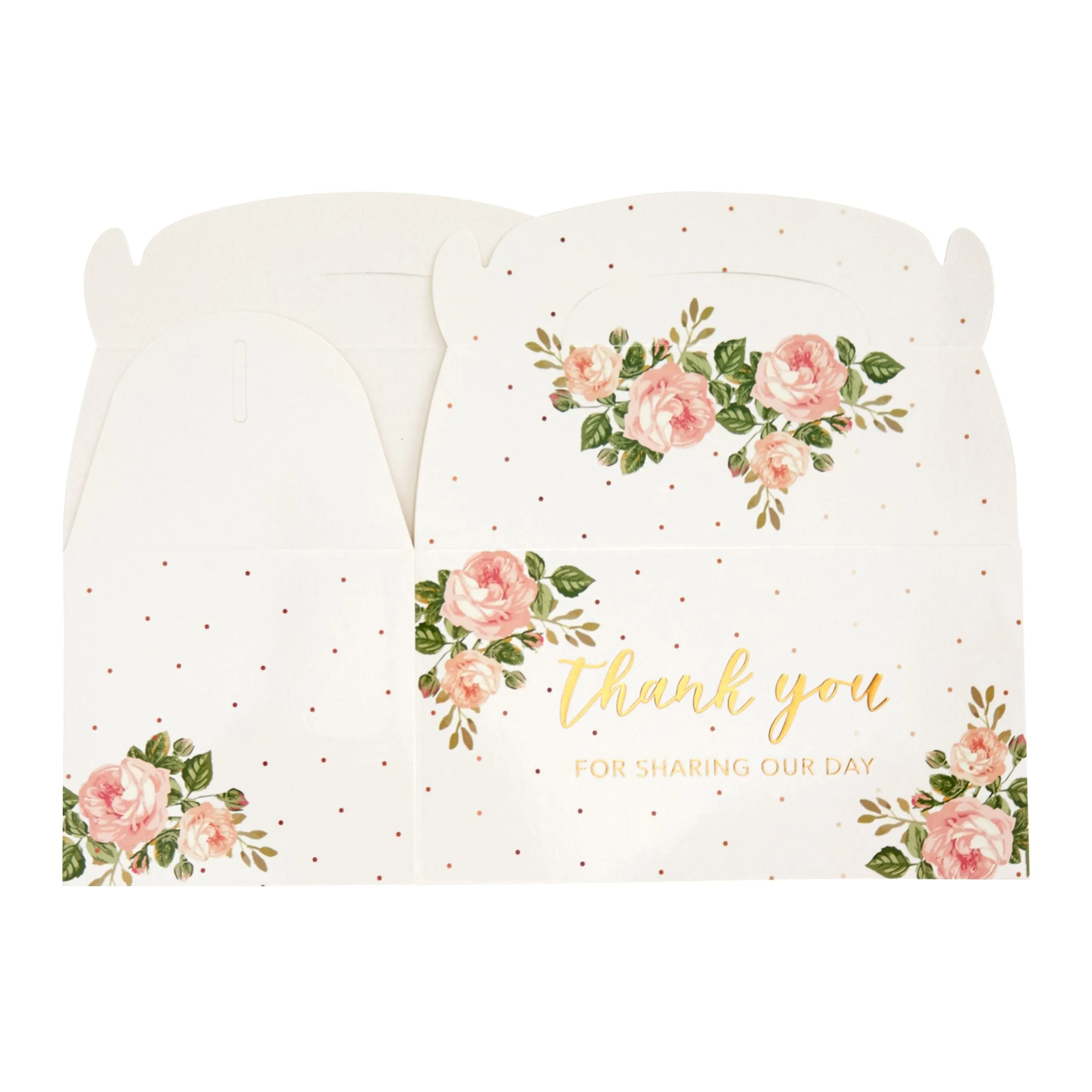 24-Pack 6.3x3.5x3.5-Inch Floral Party Favor Gable Boxes, Thank You Gift Boxes for Birthday, Wedding, and Baby Shower Celebrations