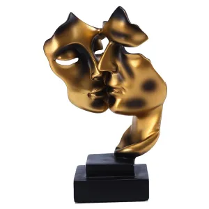 26cm Golden Double Mask Resin Statue Decoration Living Room Office Home Decoration