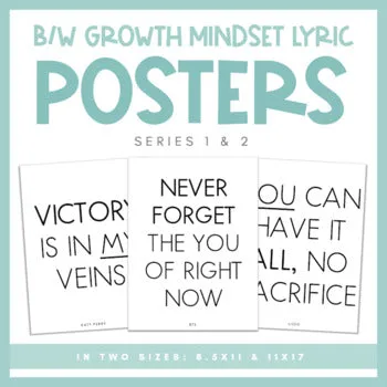 B&W Growth Mindset Lyric | Posters - Series 1 & 2