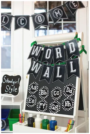 Banner Letters | Chalkboard & Polka Dots | UPRINT | Schoolgirl Style