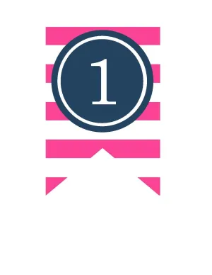 Banner Numbers | Preppy Nautical Hot Pink and Navy Blue | UPRINT | Schoolgirl Style