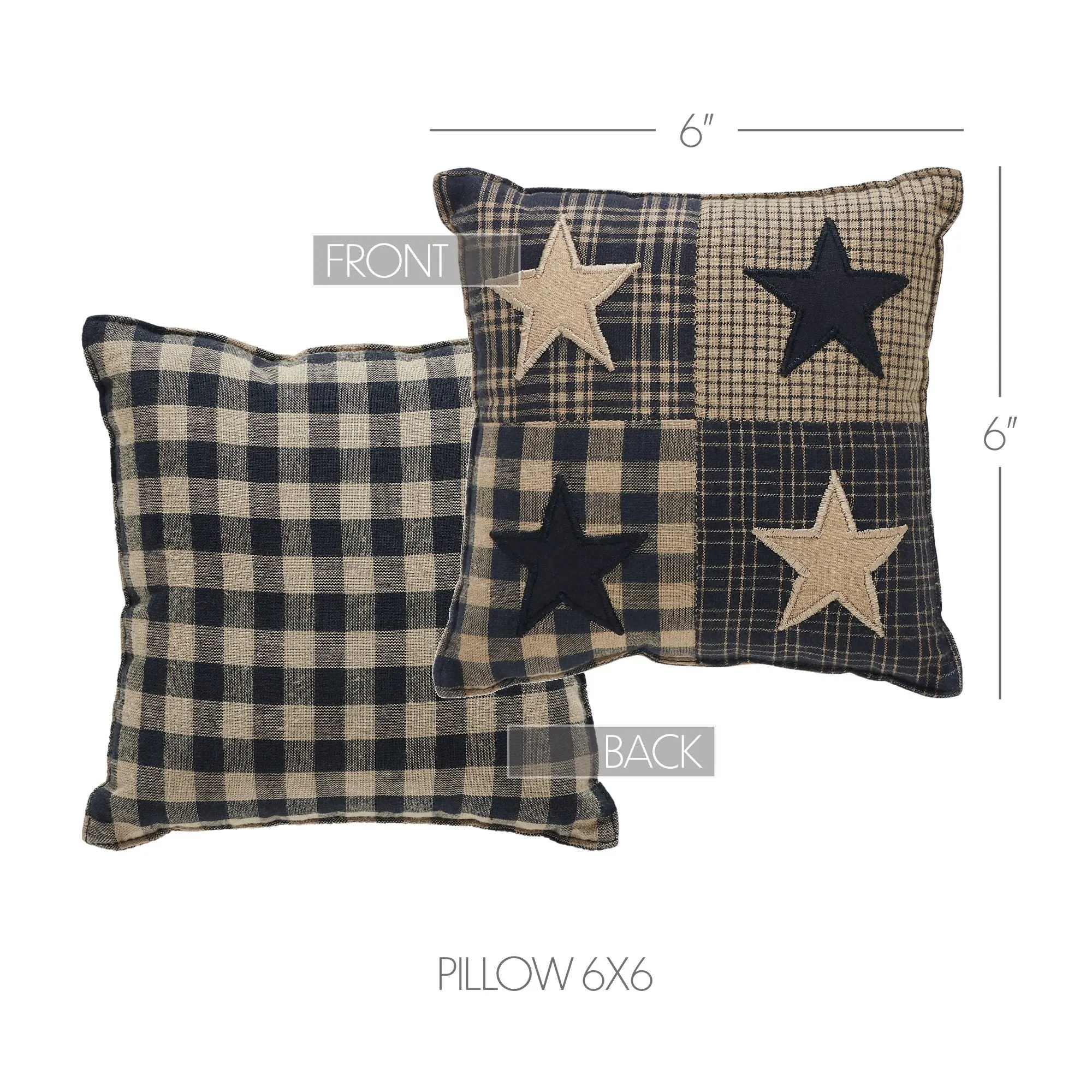 Black Check Star Pillow 6x6