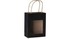 Black Kraft Paper Bag With Window 20 Pack 7.75"x 6.25"x 3"