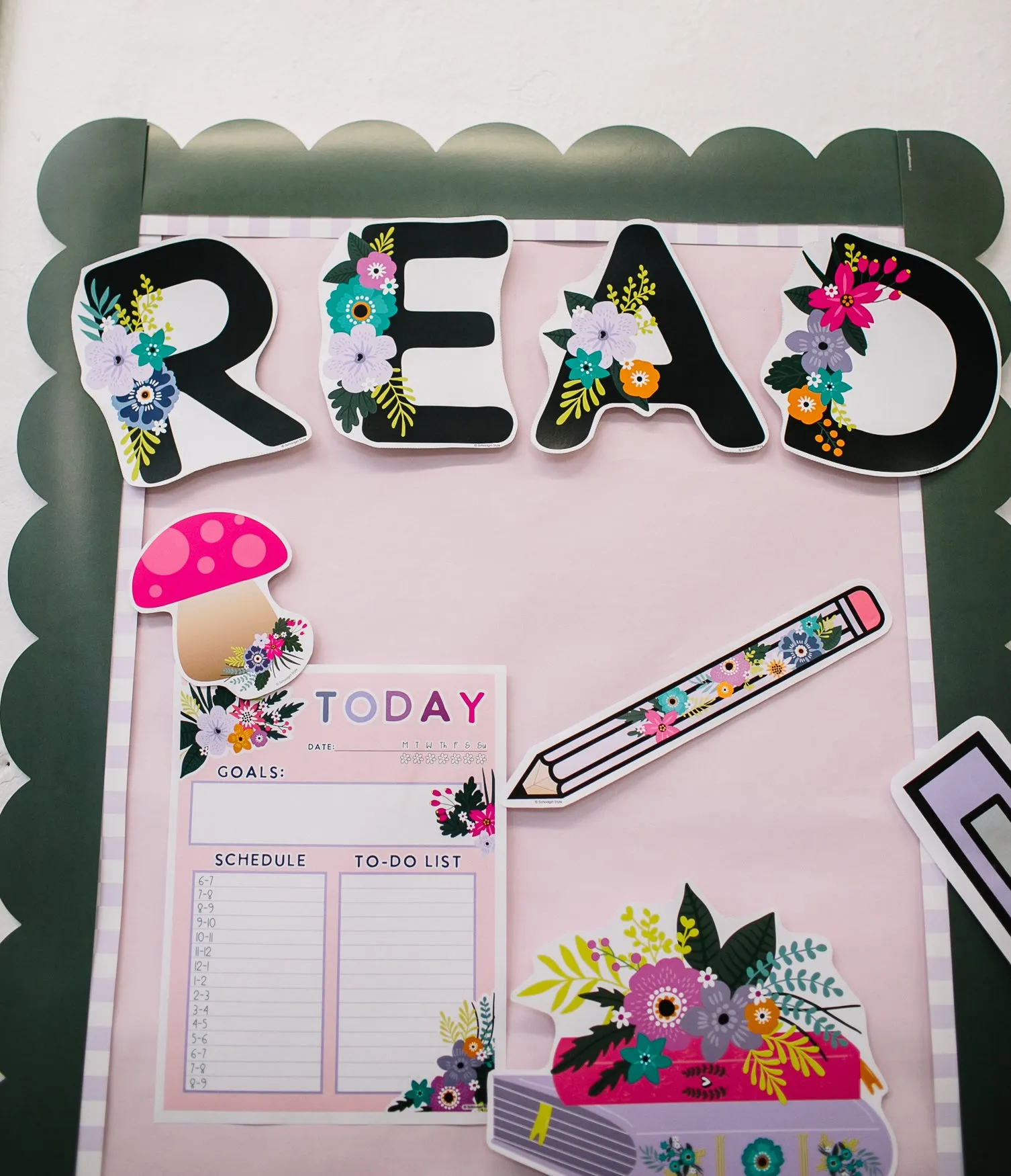 Black with Floral Swag Bulletin Board Letters | DIY Inspirational Classroom Headline | Midnight Meadow| UPRINT  | Schoolgirl Style