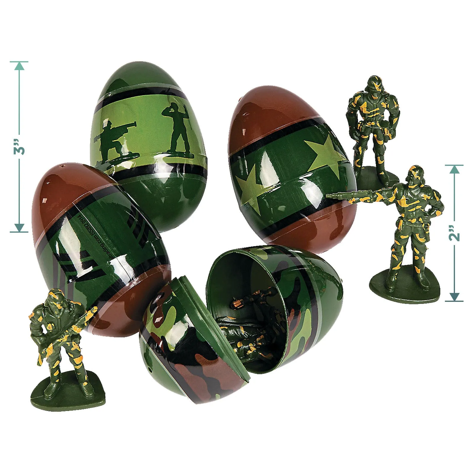 Camo Egg Surprise with Army Toy Inside & Army Sticker Sheets (12 Count of Each) For Stocking Stuffers, Party Favors, and Classroom Prizes