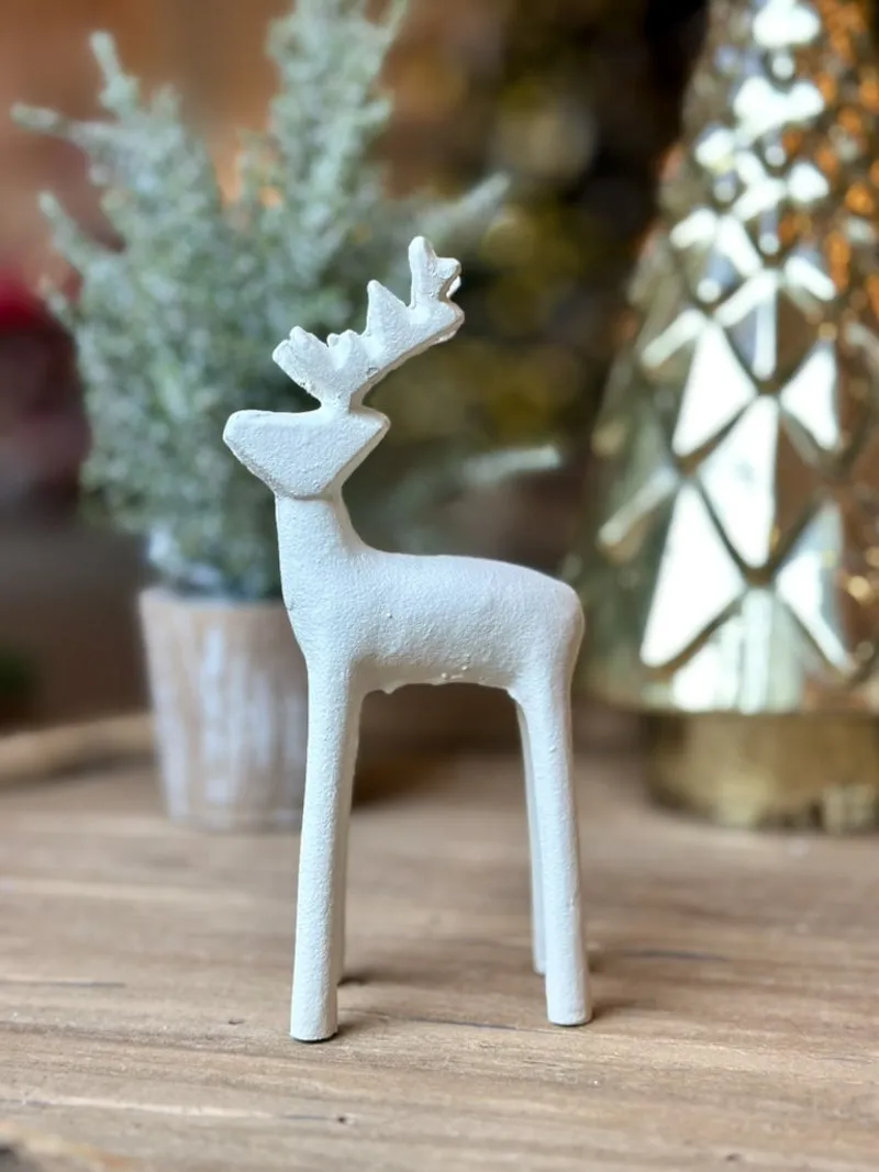 Cast Iron Petite Reindeer - White