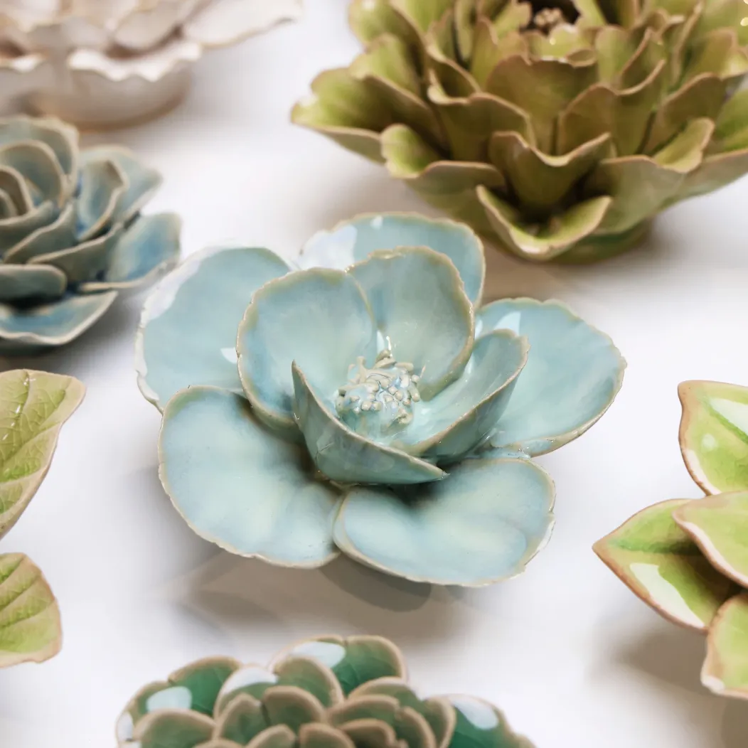 Ceramic Bloom: Light Teal Lotus