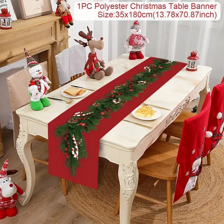 Christmas Table Runner Merry Christmas Decorations 2023 For Home Tablecloth Navidad Noel Kerst Xmas Gifts New Year 2024 Natal