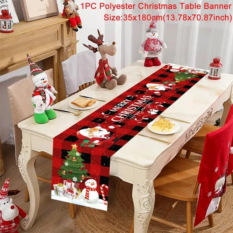 Christmas Table Runner Merry Christmas Decorations 2023 For Home Tablecloth Navidad Noel Kerst Xmas Gifts New Year 2024 Natal