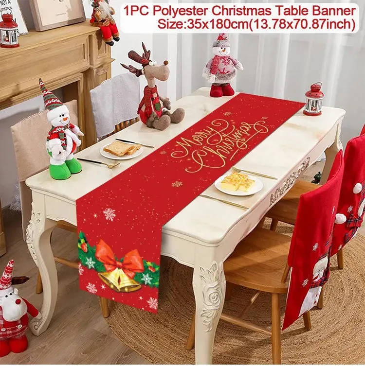 Christmas Table Runner Merry Christmas Decorations 2023 For Home Tablecloth Navidad Noel Kerst Xmas Gifts New Year 2024 Natal