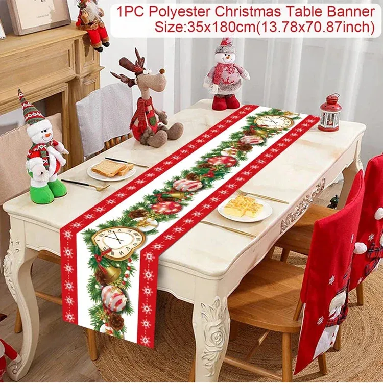 Christmas Table Runner Merry Christmas Decorations 2023 For Home Tablecloth Navidad Noel Kerst Xmas Gifts New Year 2024 Natal