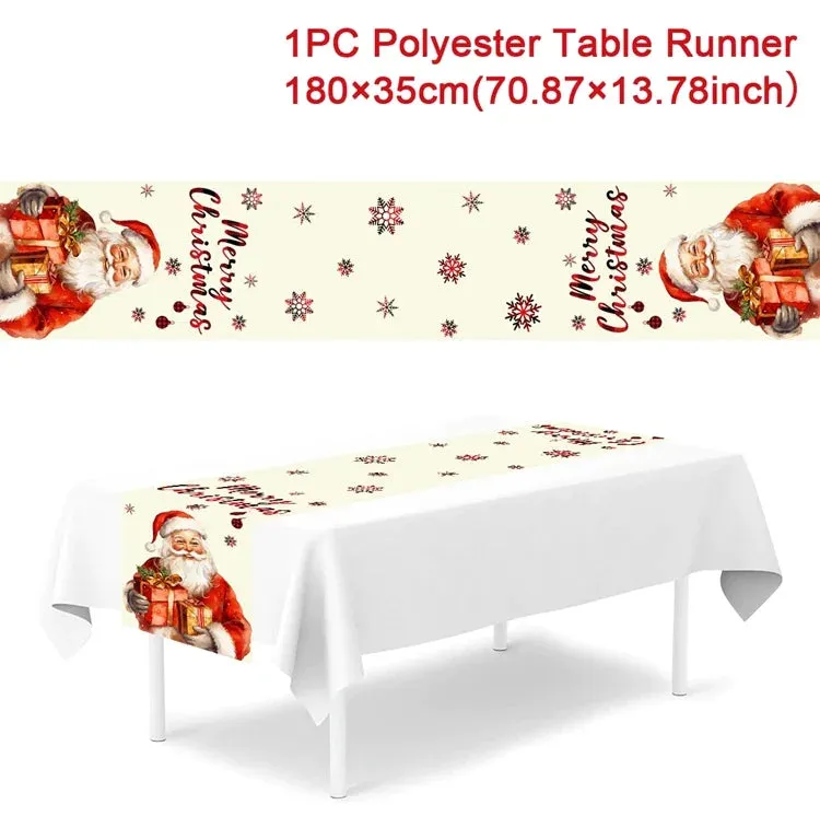 Christmas Table Runner Merry Christmas Decorations 2023 For Home Tablecloth Navidad Noel Kerst Xmas Gifts New Year 2024 Natal