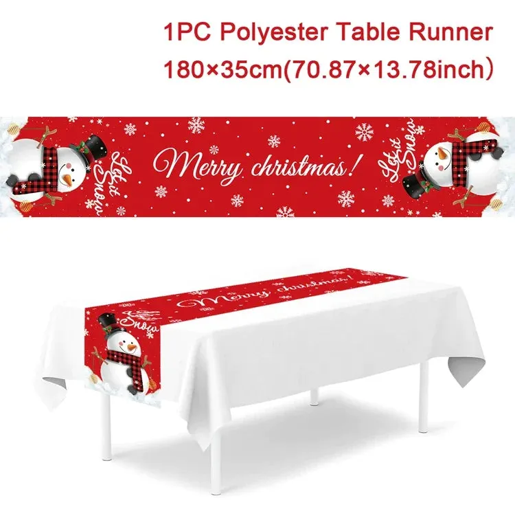 Christmas Table Runner Merry Christmas Decorations 2023 For Home Tablecloth Navidad Noel Kerst Xmas Gifts New Year 2024 Natal