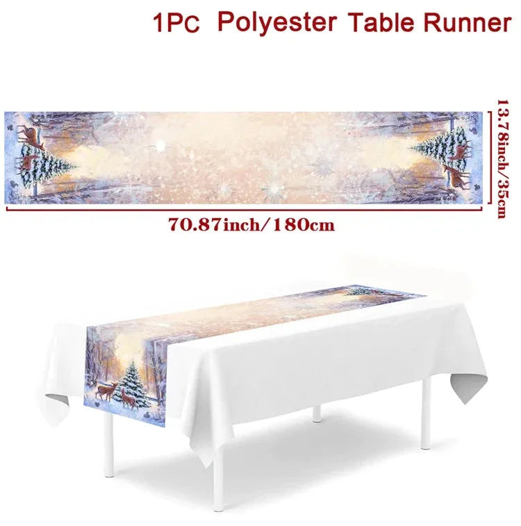 Christmas Table Runner Merry Christmas Decorations 2023 For Home Tablecloth Navidad Noel Kerst Xmas Gifts New Year 2024 Natal