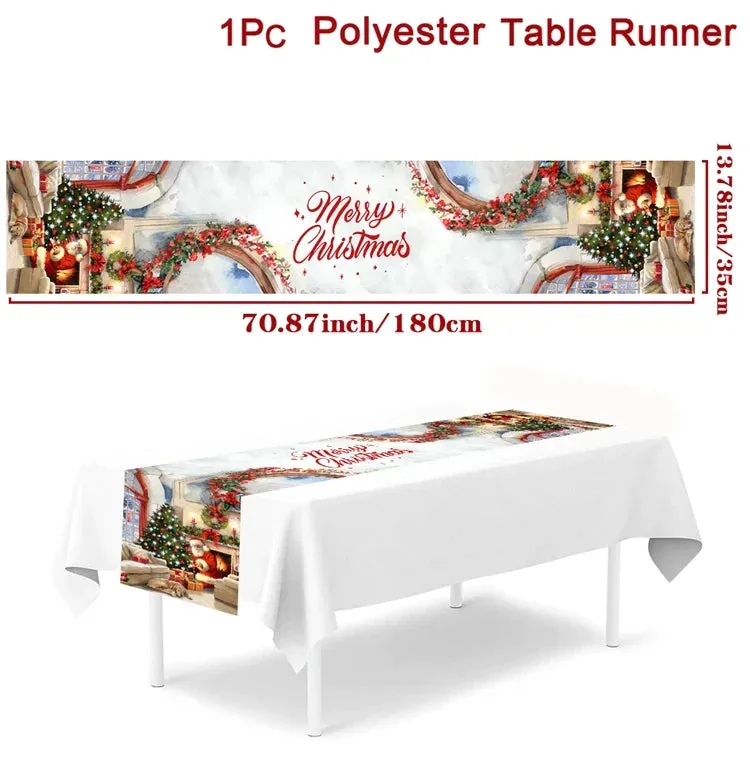 Christmas Table Runner Merry Christmas Decorations 2023 For Home Tablecloth Navidad Noel Kerst Xmas Gifts New Year 2024 Natal