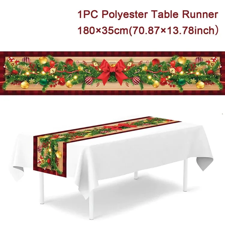 Christmas Table Runner Merry Christmas Decorations 2023 For Home Tablecloth Navidad Noel Kerst Xmas Gifts New Year 2024 Natal