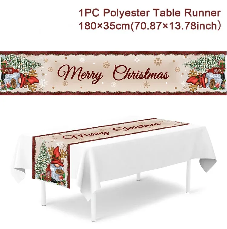 Christmas Table Runner Merry Christmas Decorations 2023 For Home Tablecloth Navidad Noel Kerst Xmas Gifts New Year 2024 Natal