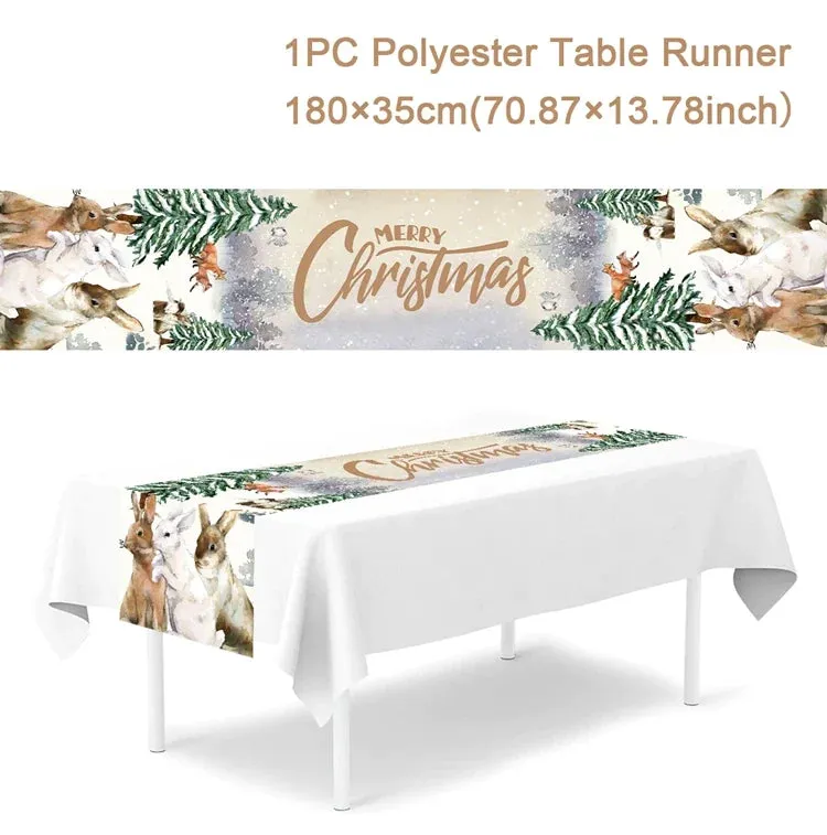 Christmas Table Runner Merry Christmas Decorations 2023 For Home Tablecloth Navidad Noel Kerst Xmas Gifts New Year 2024 Natal