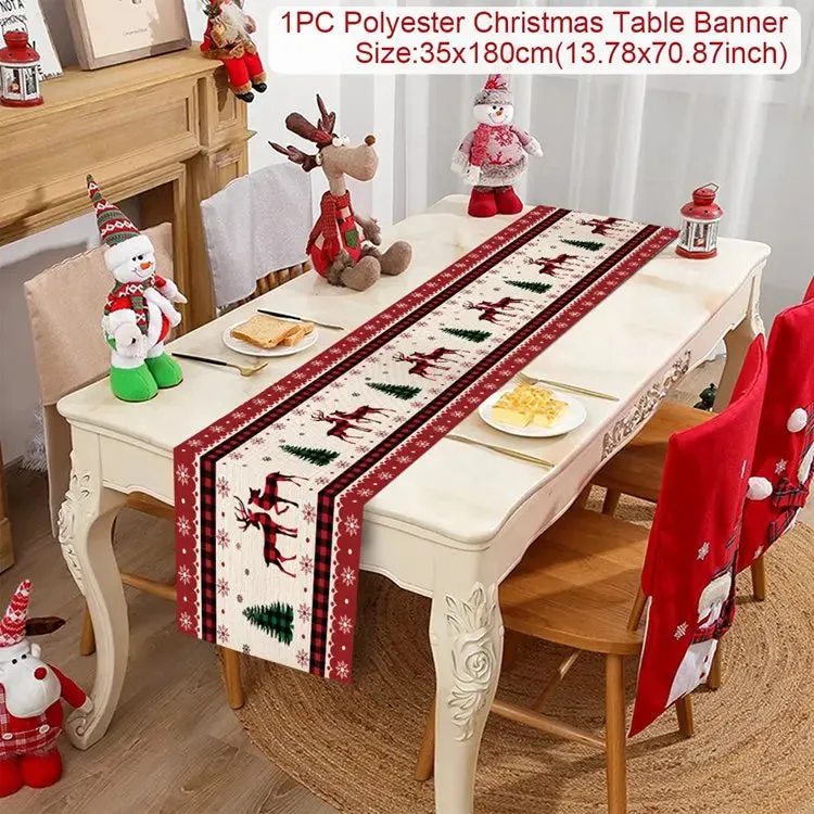 Christmas Table Runner Merry Christmas Decorations 2023 For Home Tablecloth Navidad Noel Kerst Xmas Gifts New Year 2024 Natal