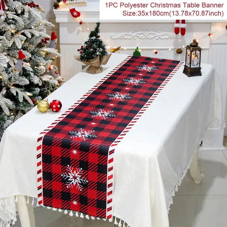 Christmas Table Runner Merry Christmas Decorations 2023 For Home Tablecloth Navidad Noel Kerst Xmas Gifts New Year 2024 Natal