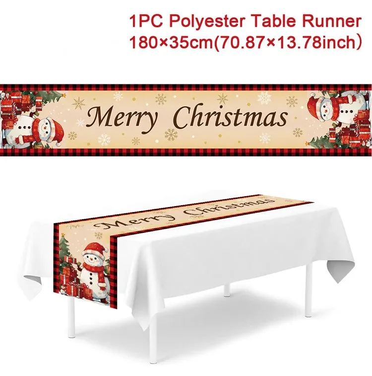 Christmas Table Runner Merry Christmas Decorations 2023 For Home Tablecloth Navidad Noel Kerst Xmas Gifts New Year 2024 Natal