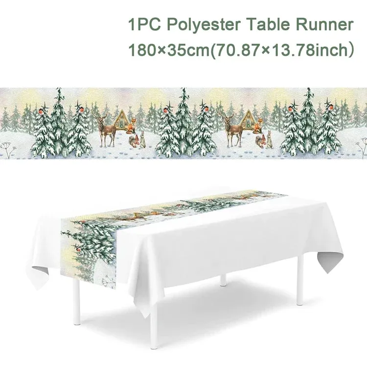 Christmas Table Runner Merry Christmas Decorations 2023 For Home Tablecloth Navidad Noel Kerst Xmas Gifts New Year 2024 Natal