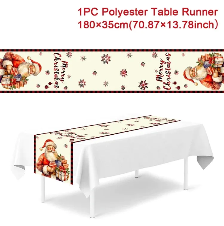 Christmas Table Runner Merry Christmas Decorations 2023 For Home Tablecloth Navidad Noel Kerst Xmas Gifts New Year 2024 Natal