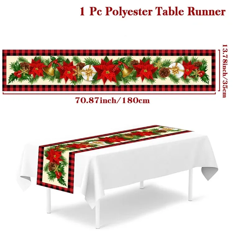 Christmas Table Runner Merry Christmas Decorations 2023 For Home Tablecloth Navidad Noel Kerst Xmas Gifts New Year 2024 Natal