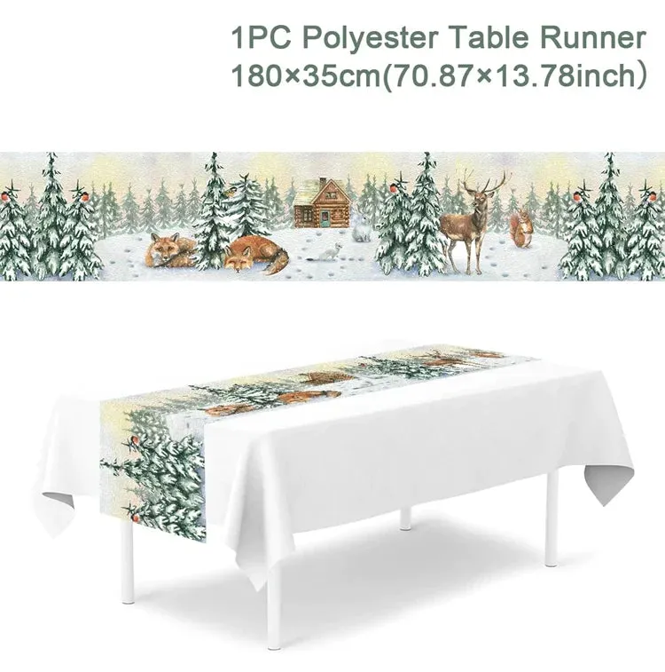 Christmas Table Runner Merry Christmas Decorations 2023 For Home Tablecloth Navidad Noel Kerst Xmas Gifts New Year 2024 Natal