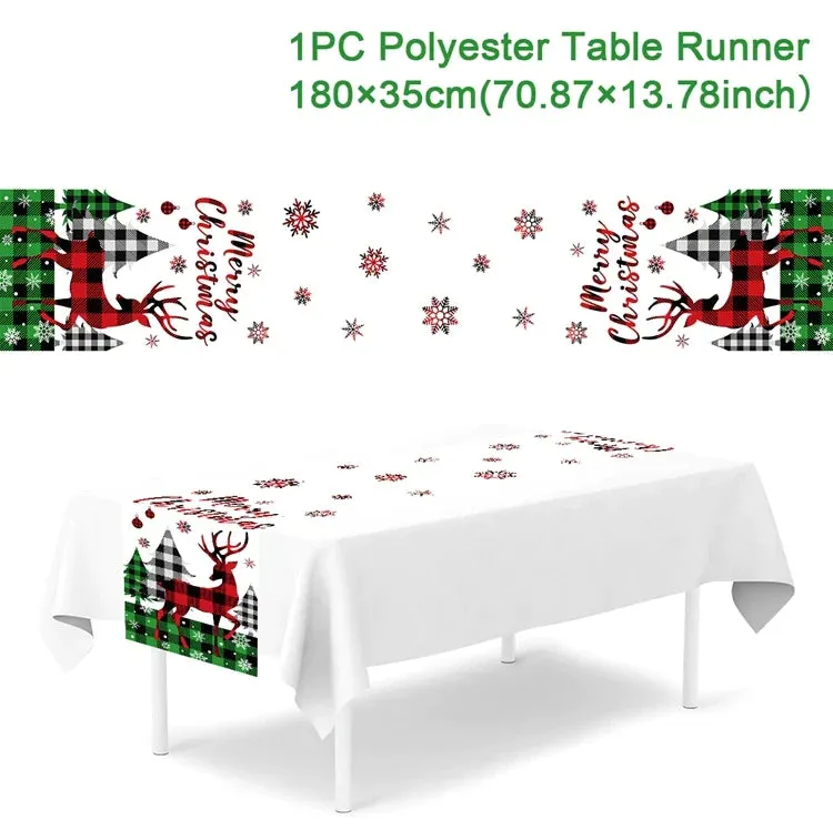 Christmas Table Runner Merry Christmas Decorations 2023 For Home Tablecloth Navidad Noel Kerst Xmas Gifts New Year 2024 Natal