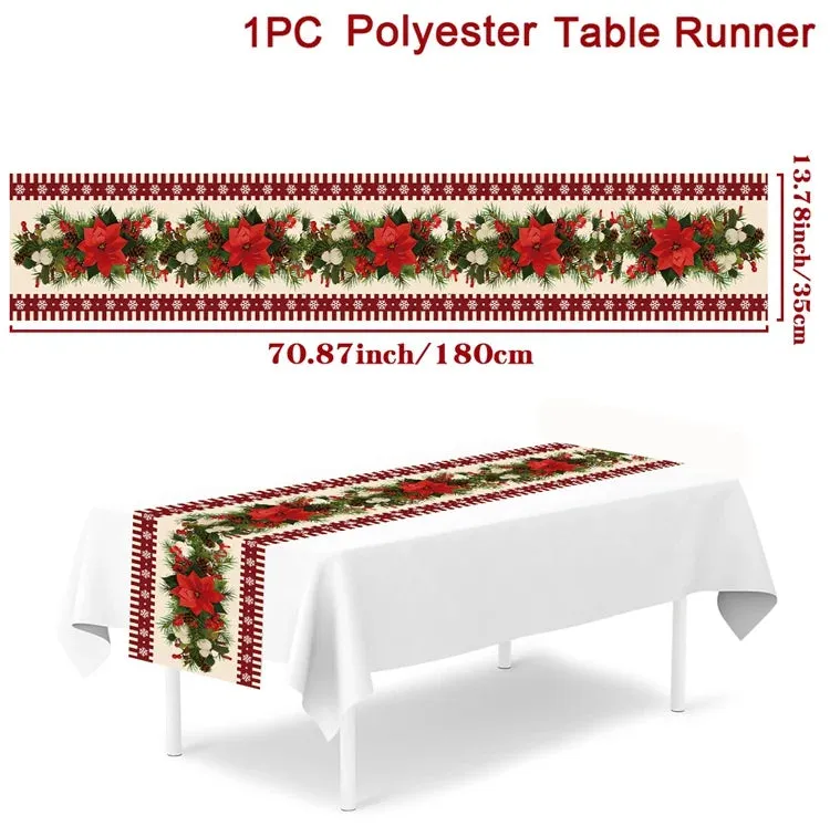 Christmas Table Runner Merry Christmas Decorations 2023 For Home Tablecloth Navidad Noel Kerst Xmas Gifts New Year 2024 Natal