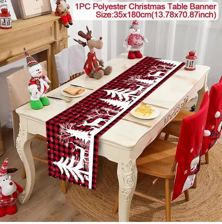 Christmas Table Runner Merry Christmas Decorations 2023 For Home Tablecloth Navidad Noel Kerst Xmas Gifts New Year 2024 Natal