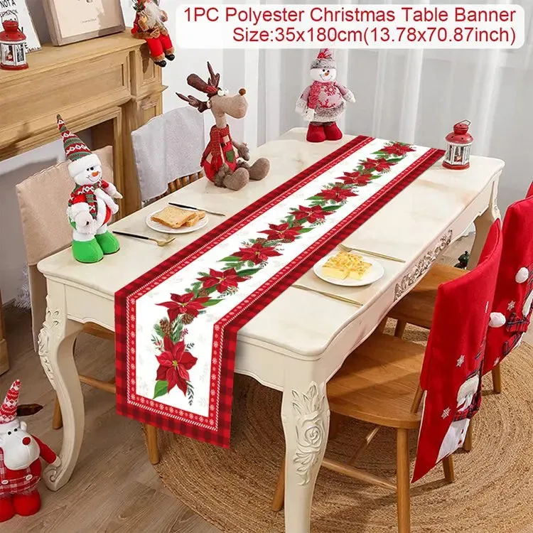 Christmas Table Runner Merry Christmas Decorations 2023 For Home Tablecloth Navidad Noel Kerst Xmas Gifts New Year 2024 Natal