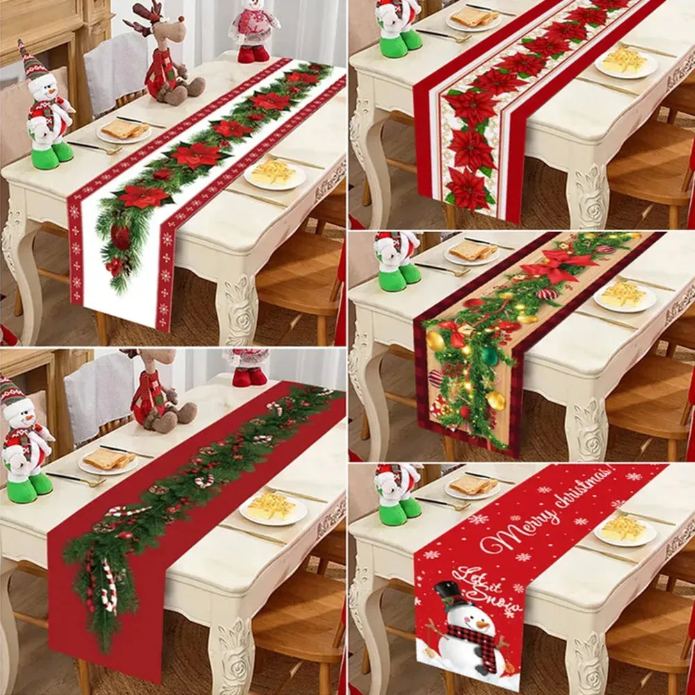 Christmas Table Runner Merry Christmas Decorations 2023 For Home Tablecloth Navidad Noel Kerst Xmas Gifts New Year 2024 Natal