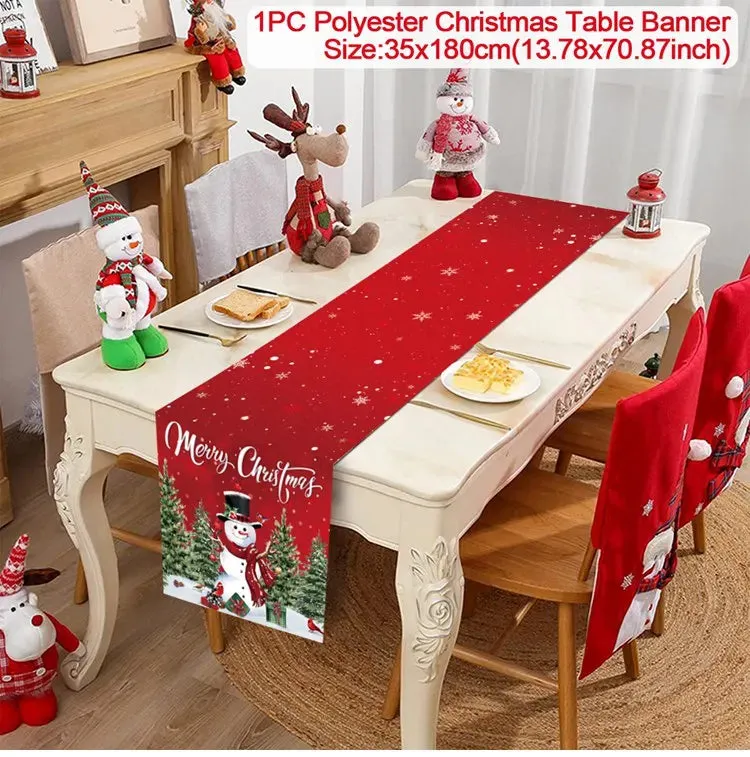 Christmas Table Runner Merry Christmas Decorations 2023 For Home Tablecloth Navidad Noel Kerst Xmas Gifts New Year 2024 Natal