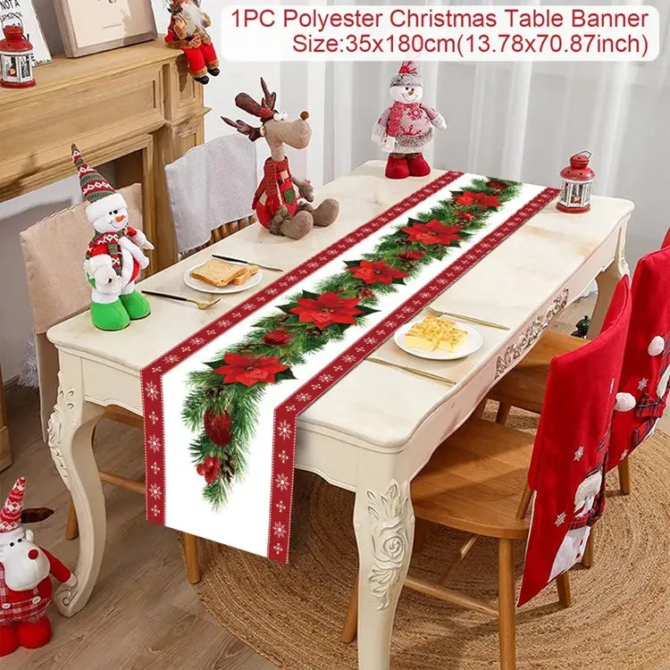 Christmas Table Runner Merry Christmas Decorations 2023 For Home Tablecloth Navidad Noel Kerst Xmas Gifts New Year 2024 Natal