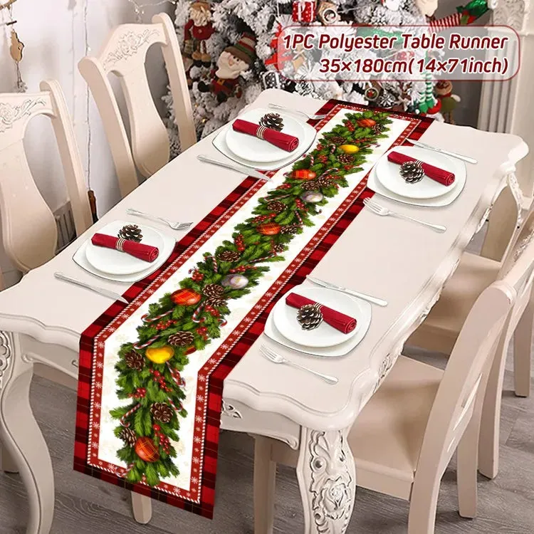 Christmas Table Runner Merry Christmas Decorations 2023 For Home Tablecloth Navidad Noel Kerst Xmas Gifts New Year 2024 Natal