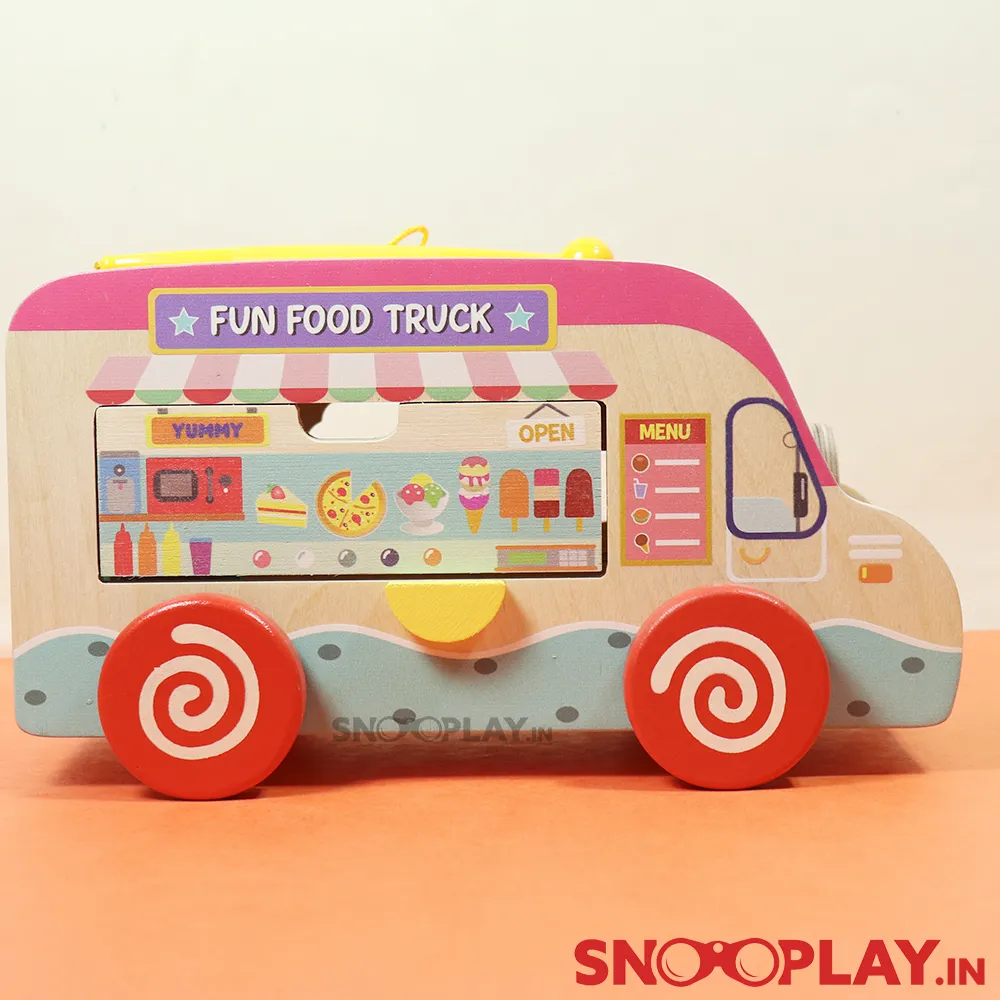 Colorful Wooden Food Truck Toy (with wooden blocks and xylophone)