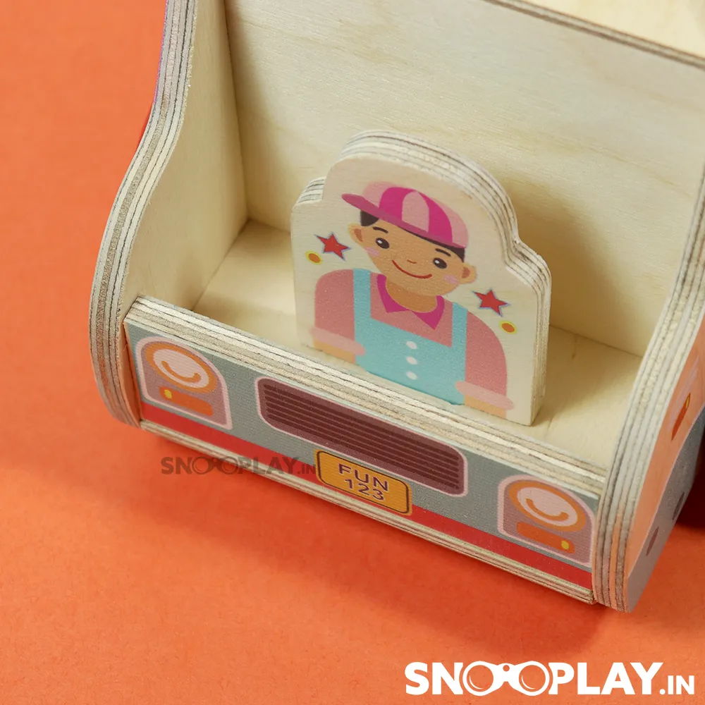 Colorful Wooden Food Truck Toy (with wooden blocks and xylophone)