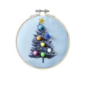 Cotton Clara Christmas Tree Hoop Kit in Light Blue