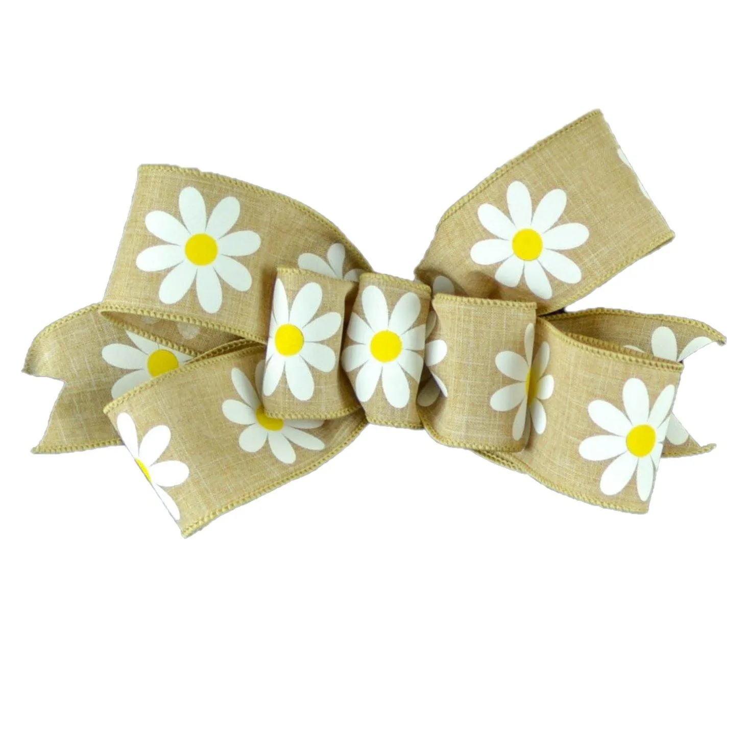 Daisy Burlap Add On Wreath Bow - Wreath Embellishment for Already Made Wreath