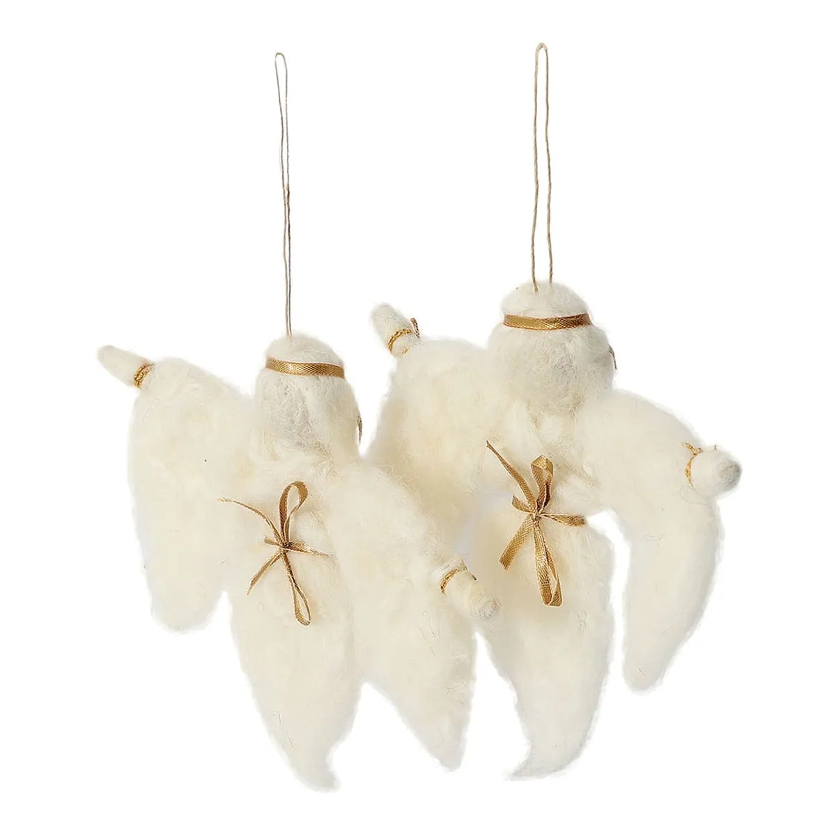 De Kulture Handmade Premium Wool Felt Angels Eco Friendly Needle Felted Christmas Xmas Tree Decoration Stuffed Ornament for Home Office Party Holiday Décor, (Set of 2)