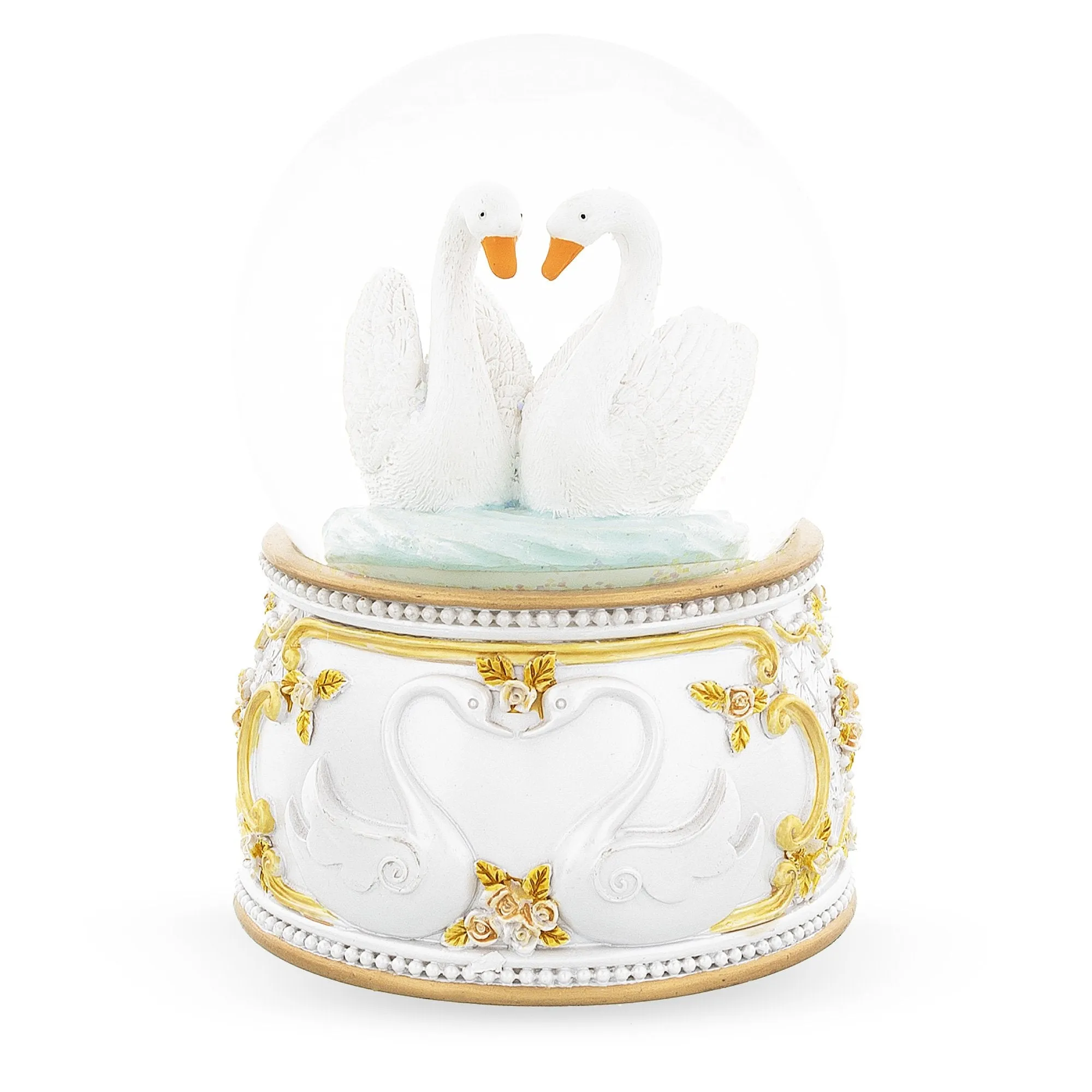 Enchanted Swans In Motion: Spinning Musical Water Snow Globe