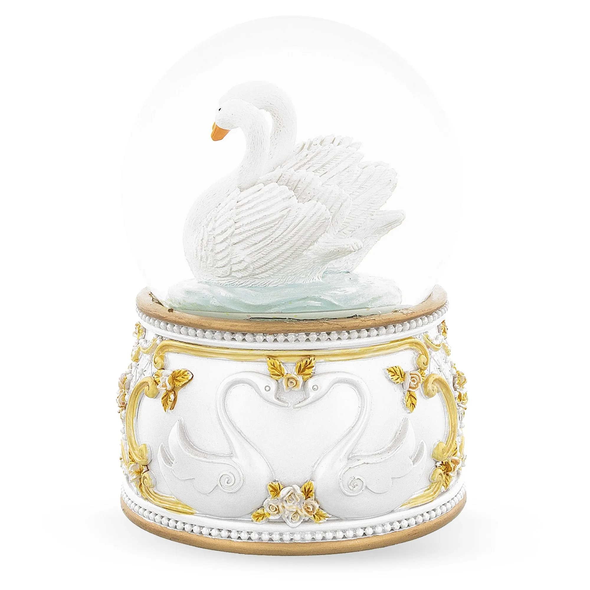 Enchanted Swans In Motion: Spinning Musical Water Snow Globe