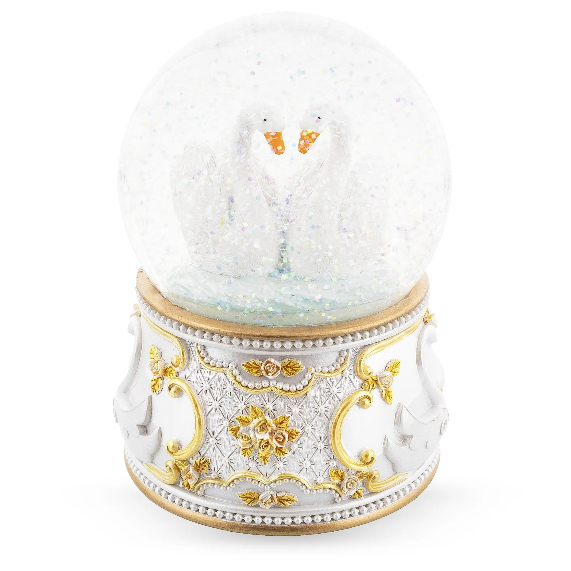 Enchanted Swans In Motion: Spinning Musical Water Snow Globe