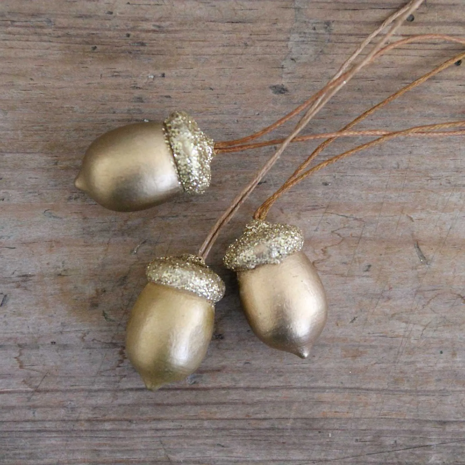 Gold Wood Acorn Decoration