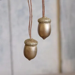 Gold Wood Acorn Decoration