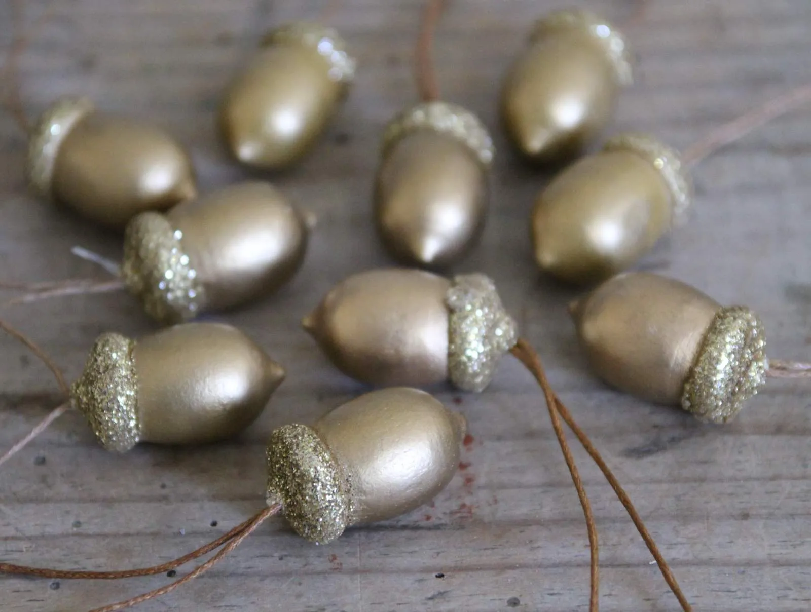 Gold Wood Acorn Decoration