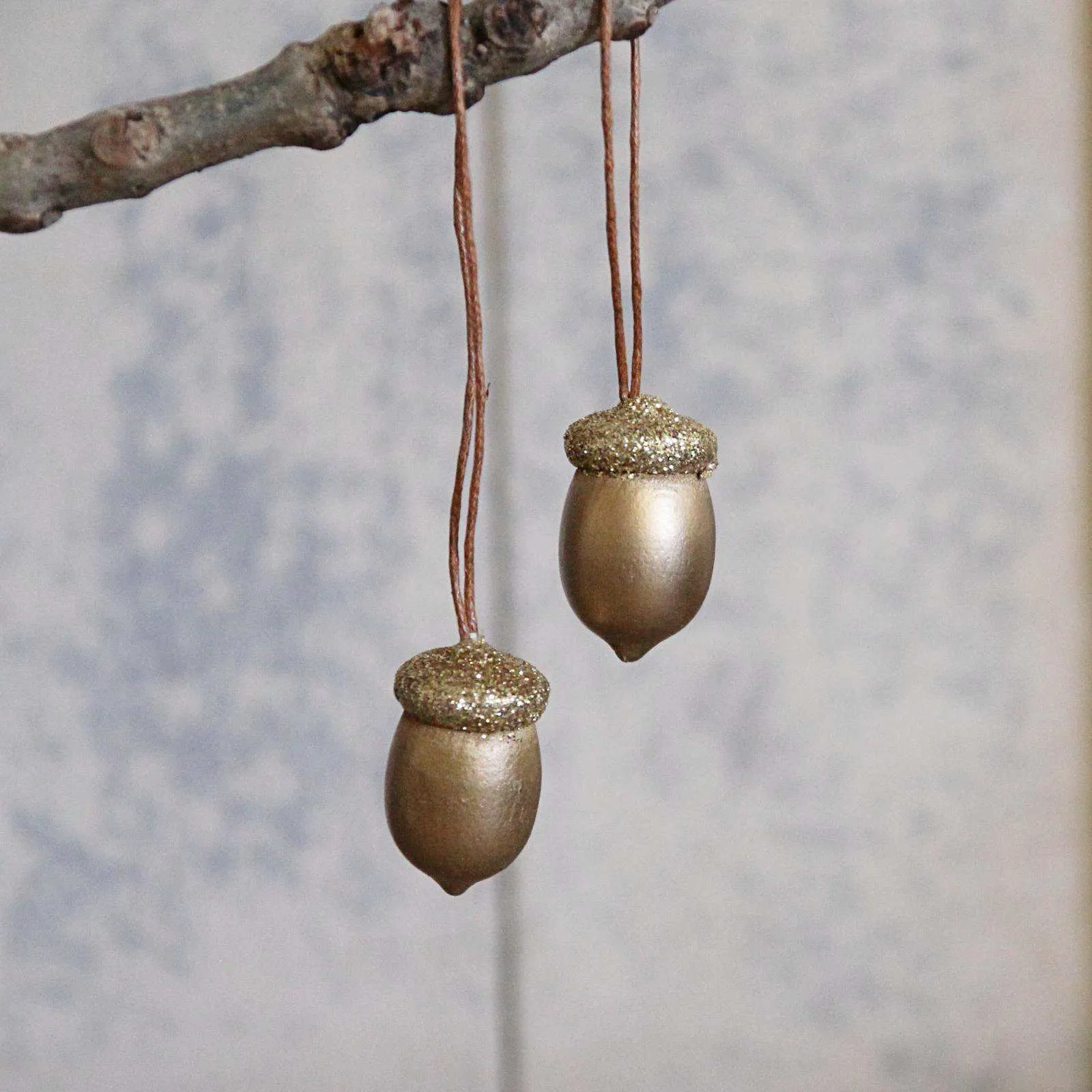 Gold Wood Acorn Decoration