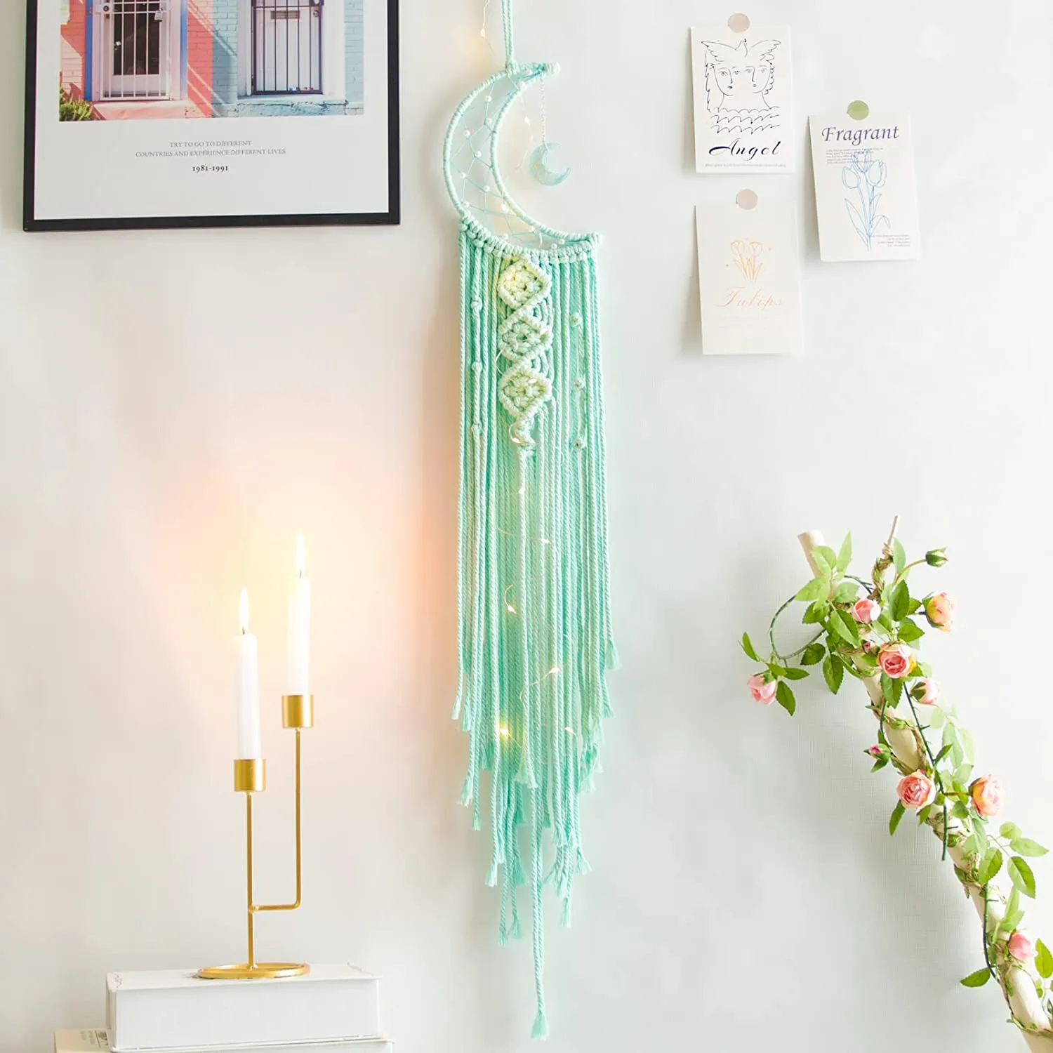 Green Pastel Moon Dreamcatcher